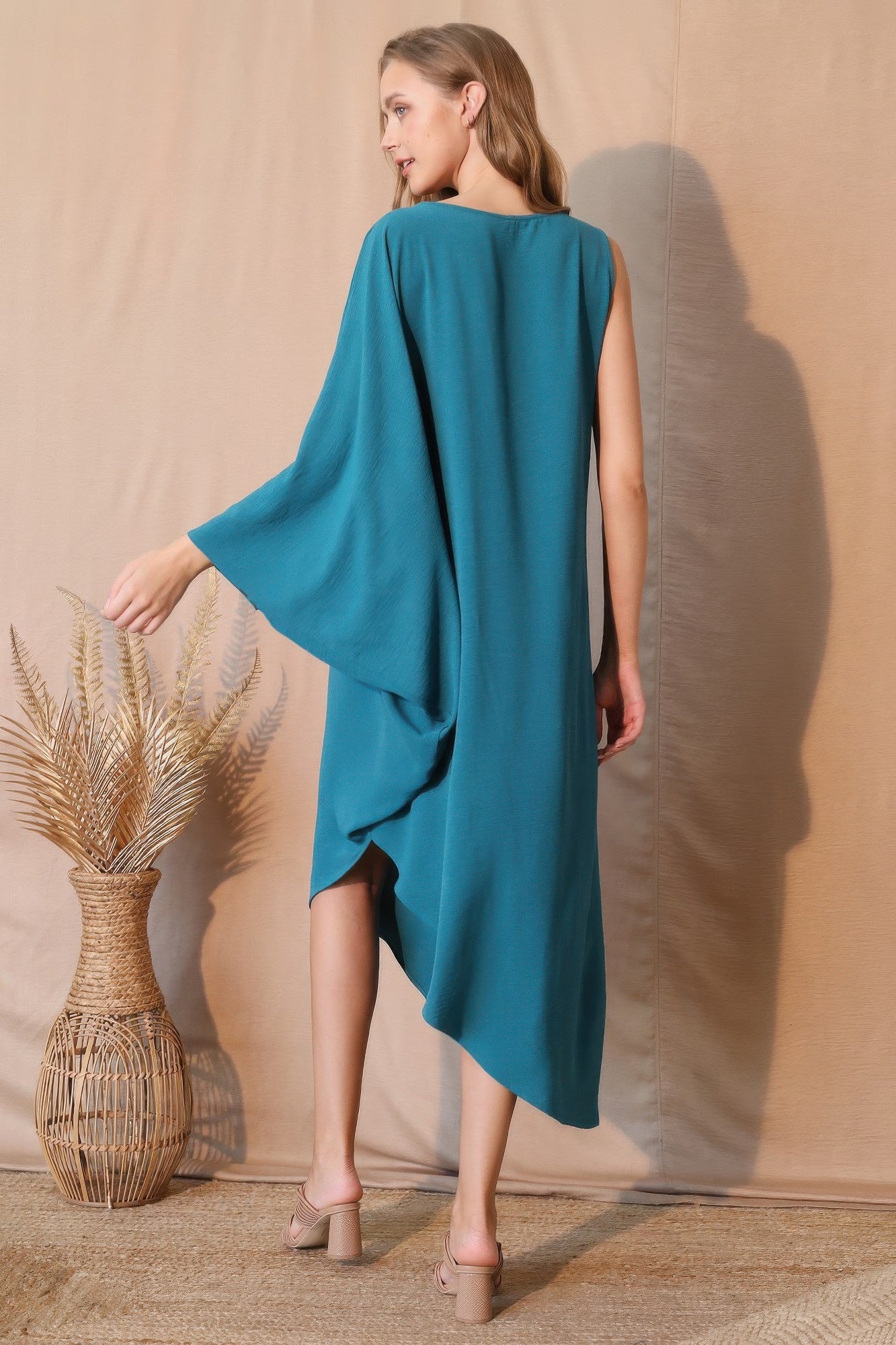 Matte Crepe One Sleeve Dress - Crowned Energy CO.