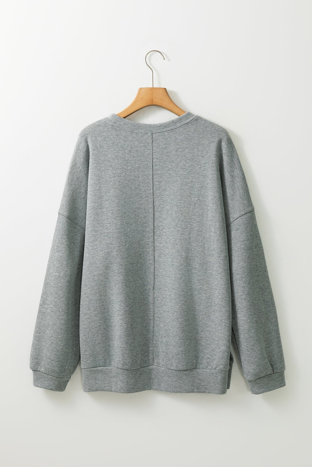 Medium Grey Side Split Drop Shoulder Oversized Sweatshirt - Crowned Energy CO.