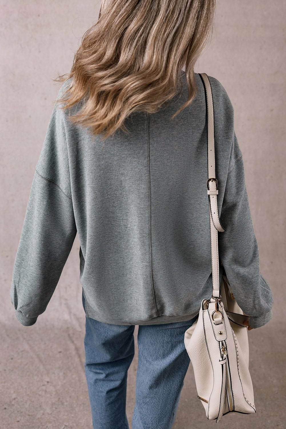 Medium Grey Side Split Drop Shoulder Oversized Sweatshirt - Crowned Energy CO.