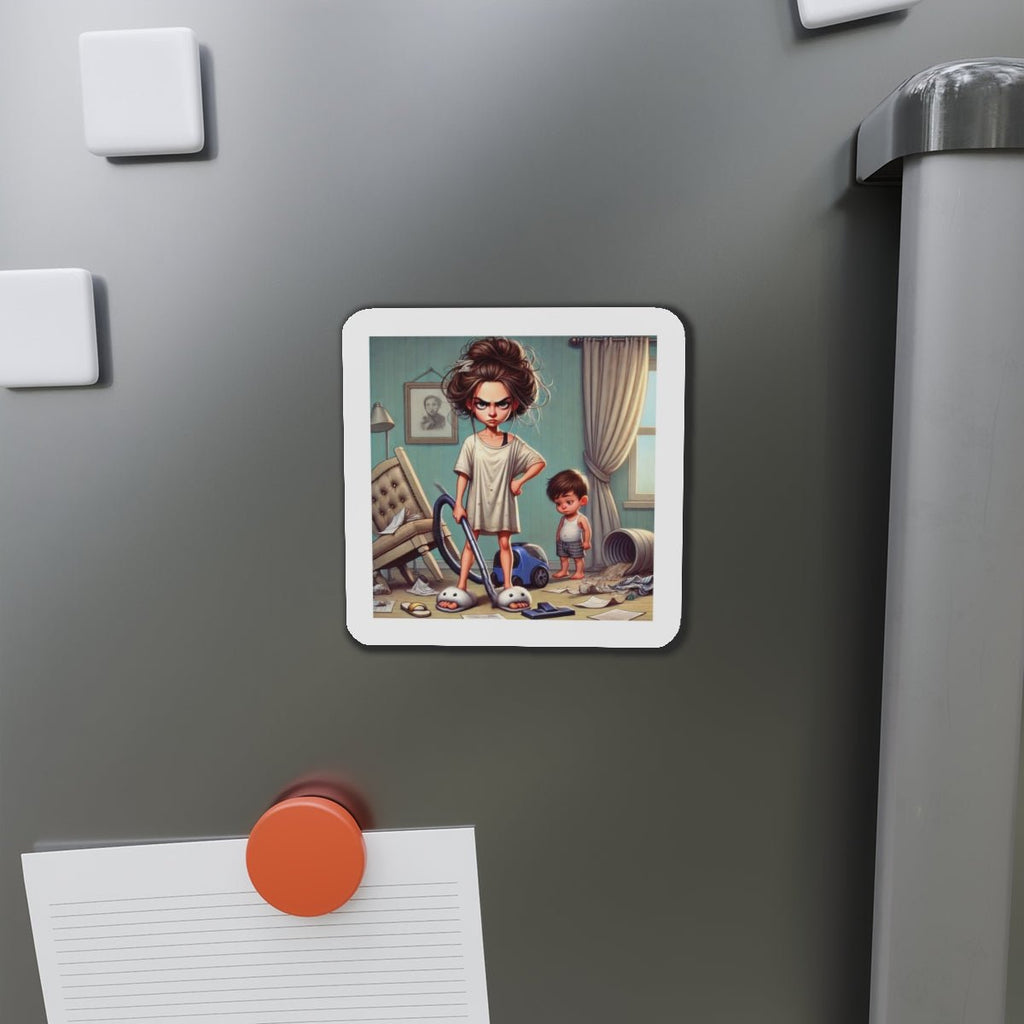 Crowned Energy CO. 6" × 6" / Die-Cut / 1 pc Printify Home Decor Messy Day Die-Cut Magnet – Funny Magnet for Moms, Cute Fridge Décor, Mother’s Day Gift, Home Organization, Kids Room Accessory, 6" x 6"