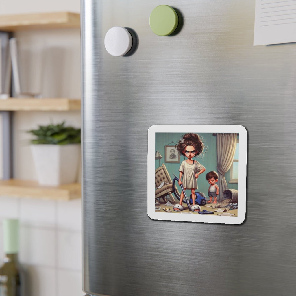 Crowned Energy CO. 6" × 6" / Die-Cut / 1 pc Printify Home Decor Messy Day Die-Cut Magnet – Funny Magnet for Moms, Cute Fridge Décor, Mother’s Day Gift, Home Organization, Kids Room Accessory, 6" x 6"