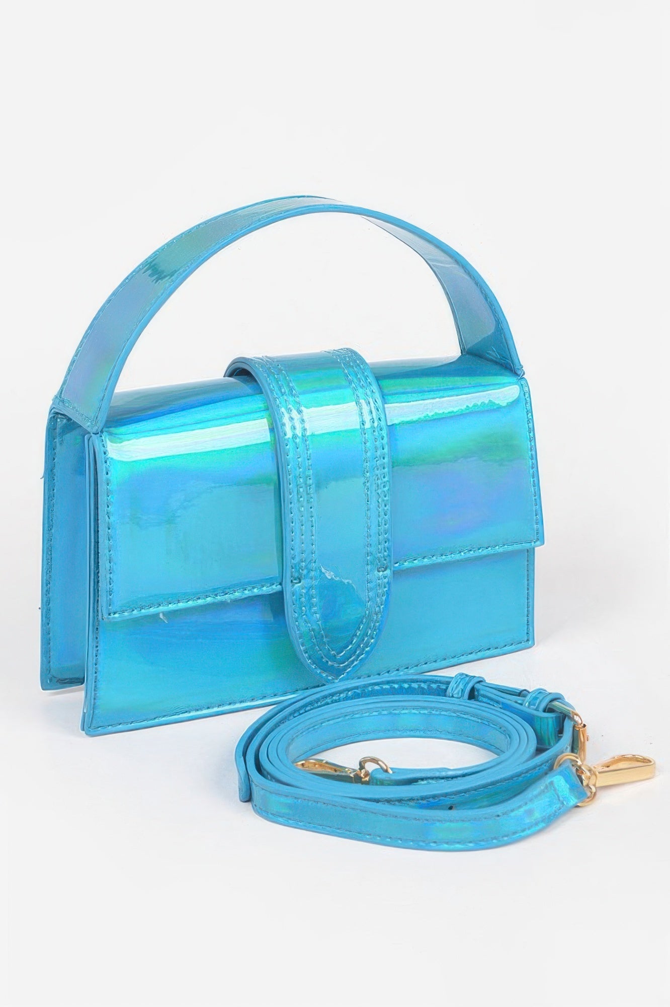Metallic Top Handle Crossbody Bag - Crowned Energy CO.