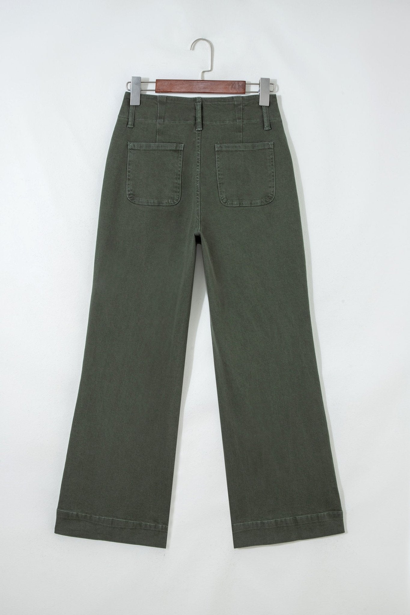 Mist Green 2 - Button High Waist Wide Leg Jeans - Crowned Energy CO.