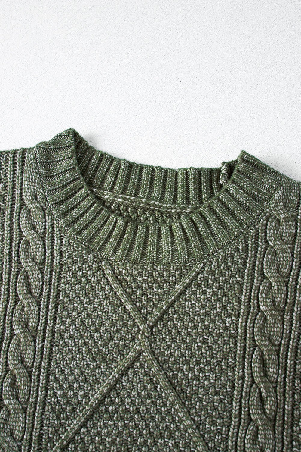 Crowned Energy CO. Mist Green / S / 100%Polyester Dear-Lover Dropshipping Sweaters & Cardigans/Sweater Dresses Mist Green Cable Knit Drop Shoulder Loose Fit Sweater Dress