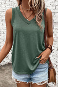 Crowned Energy CO. Mist Green / S / 65%Polyester+30%Viscose+5%Elastane Dear-Lover Dropshipping Tops/Tank Tops Mist Green Ribbed V Neck Tank