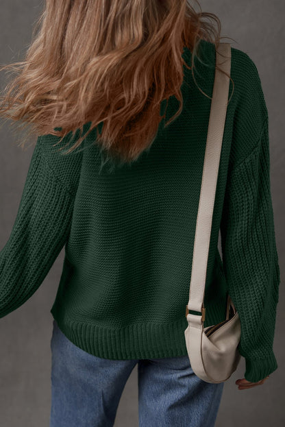 Mist Green Solid Color Front Seam Drop Shoulder Loose Sweater - Crowned Energy CO.