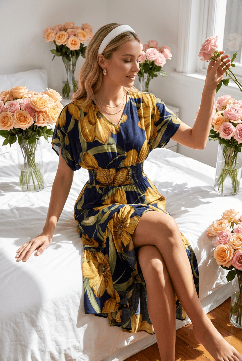 Mlle Gabrielle Floral Dress - Crowned Energy CO.