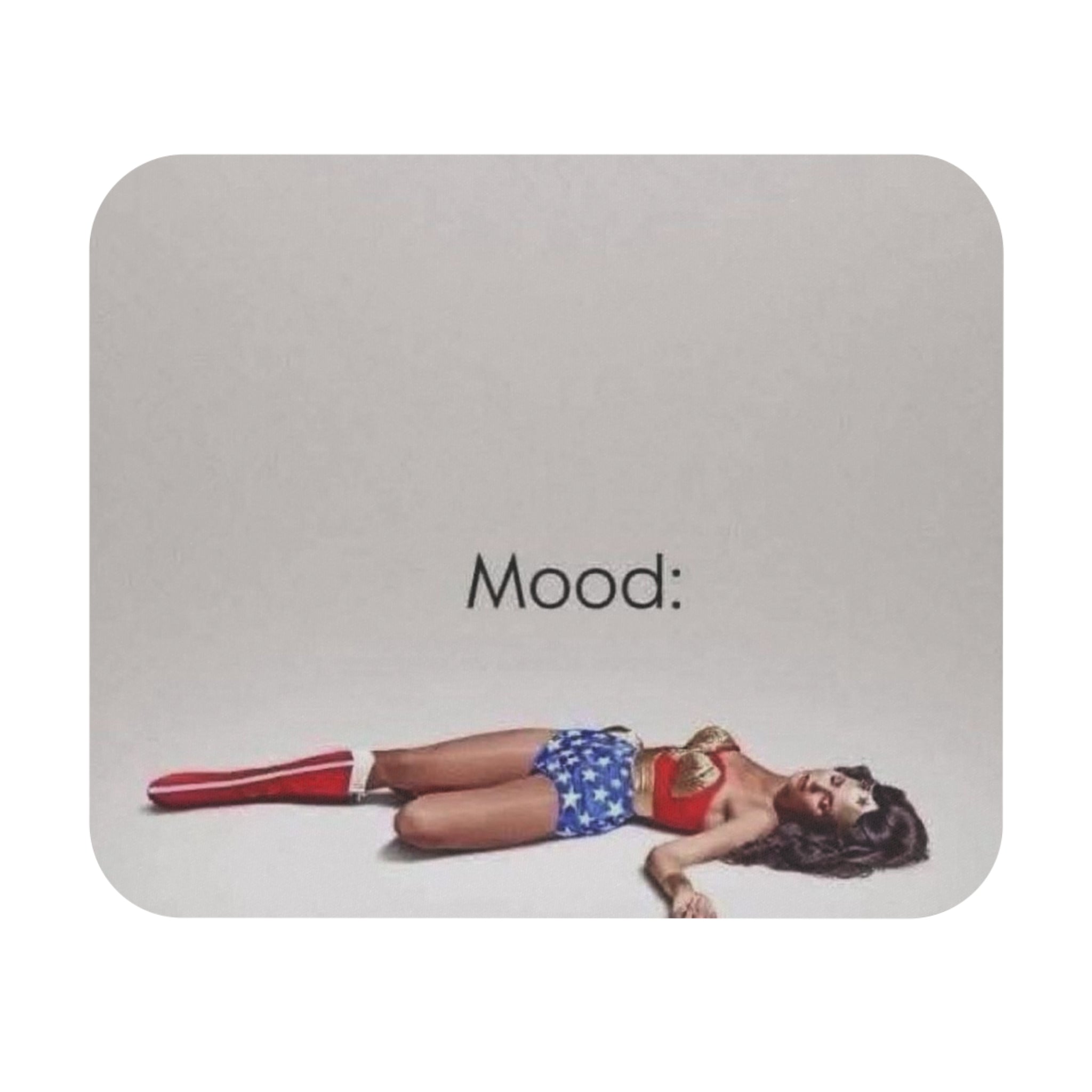 Crowned Energy CO. 9" × 8" / Rectangle Printify Home Decor Mood-Enhancing Wonder Woman Mouse Pad | Funny Desk Accessory