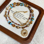 Multi - Color Beaded Sunflower Pendant Necklace - Goddess Vibes