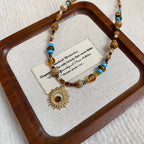 Multi - Color Beaded Sunflower Pendant Necklace - Goddess Vibes