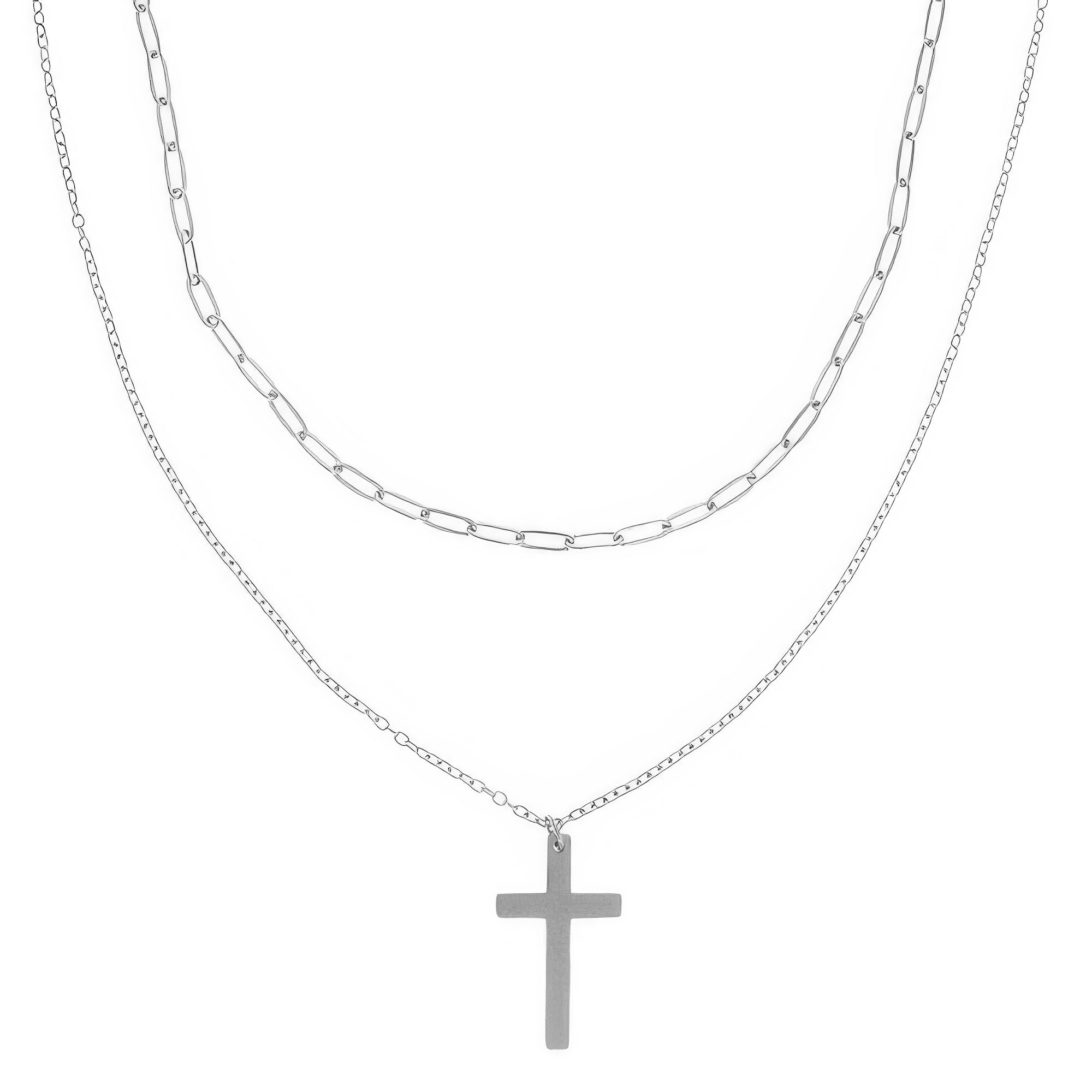 Multi - strand Cross Pendant Necklace - Goddess Vibes