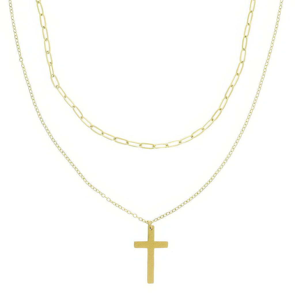 Multi - strand Cross Pendant Necklace - Goddess Vibes