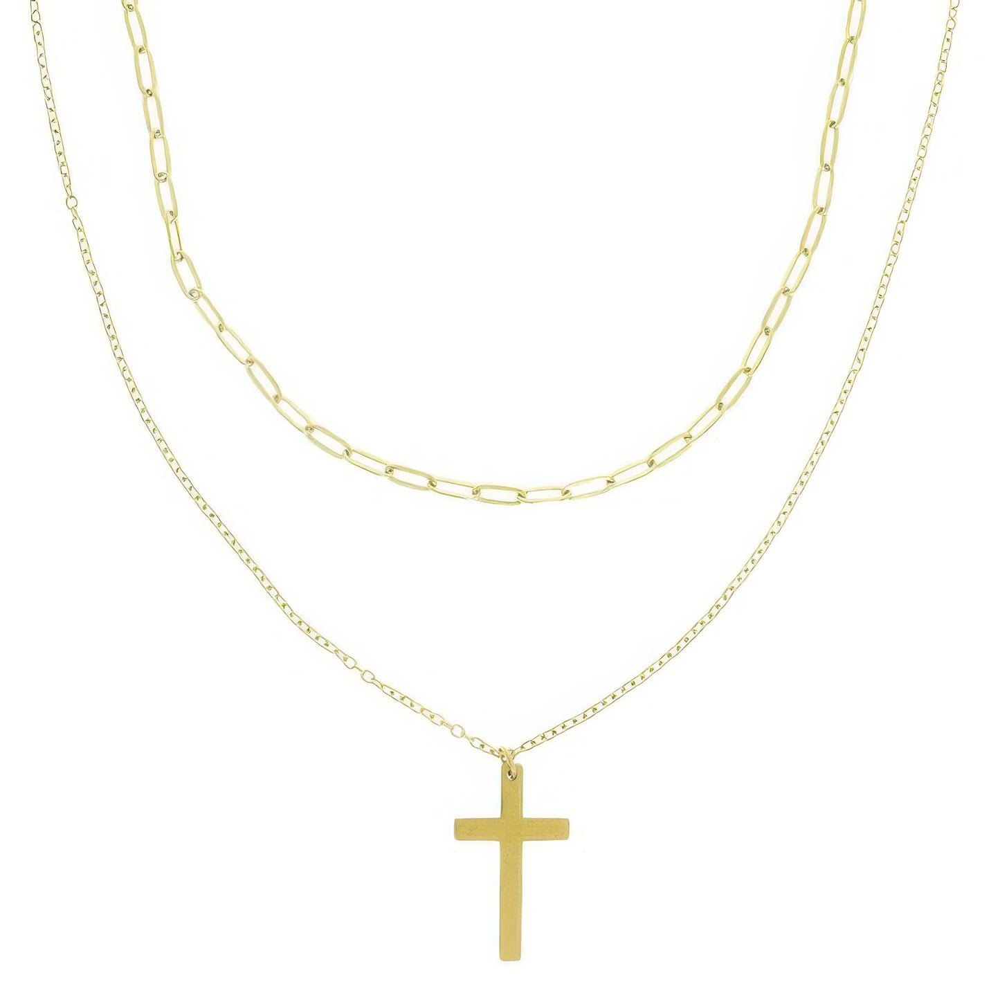 Multi - strand Cross Pendant Necklace - Goddess Vibes