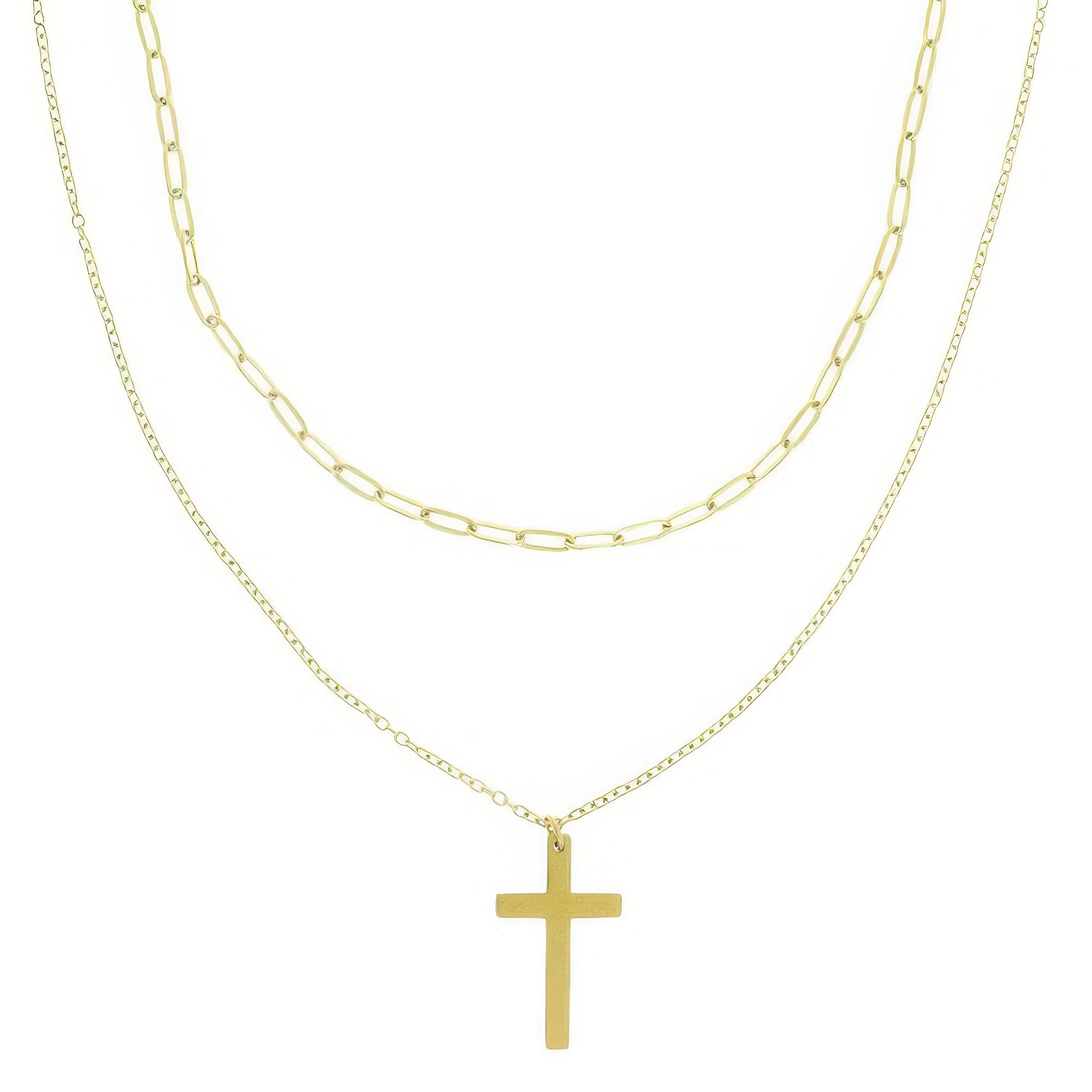 Multi - strand Cross Pendant Necklace - Goddess Vibes