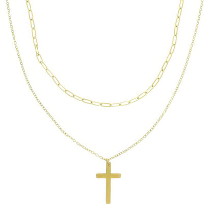 Multi - strand Cross Pendant Necklace - Goddess Vibes