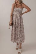 Multicolour Bohemian Ditsy Floral Smocked Fit Flare Sundress - Crowned Energy CO.