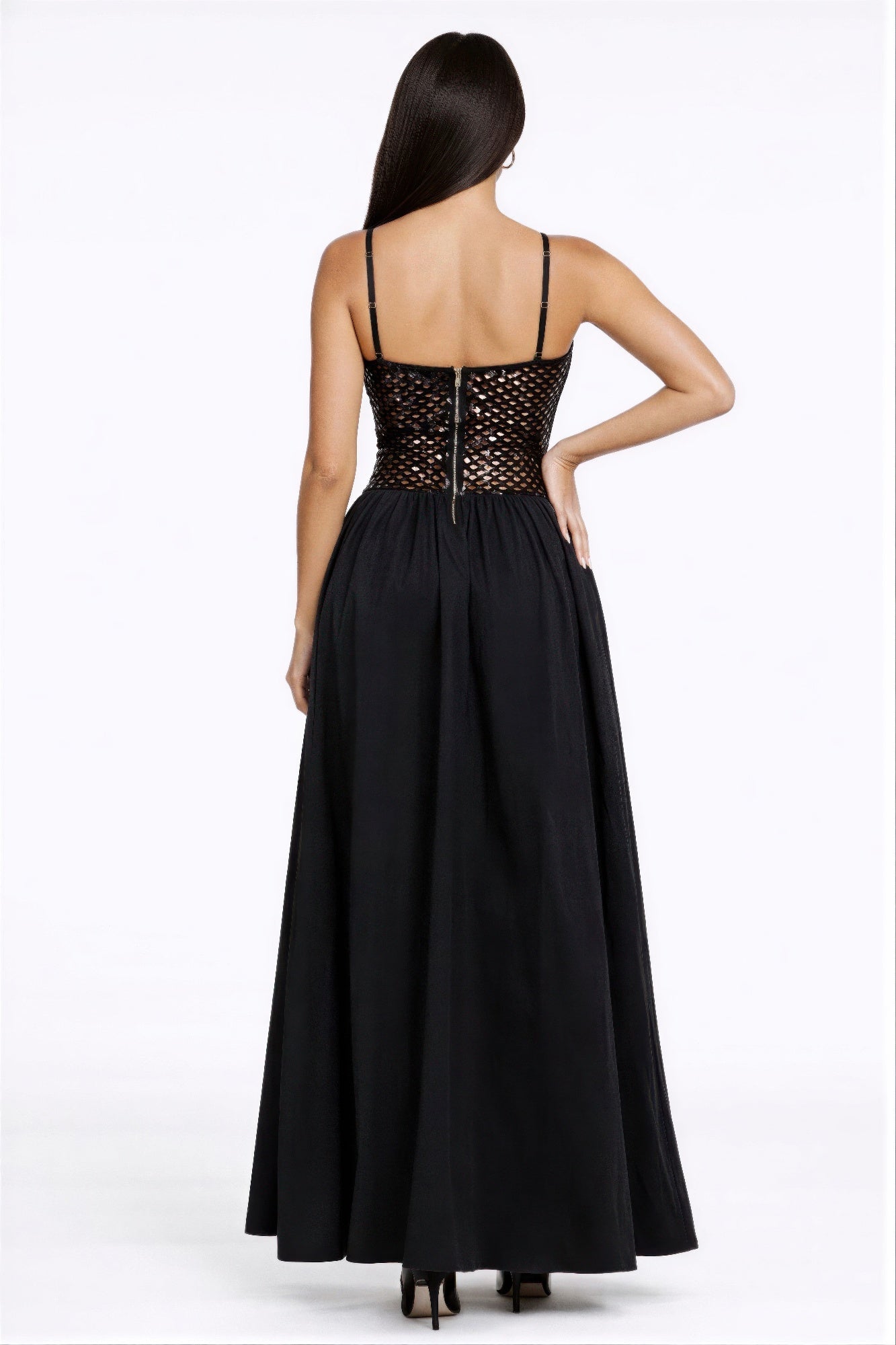 Netted Sequin Maxi Dress - Crowned Energy CO.