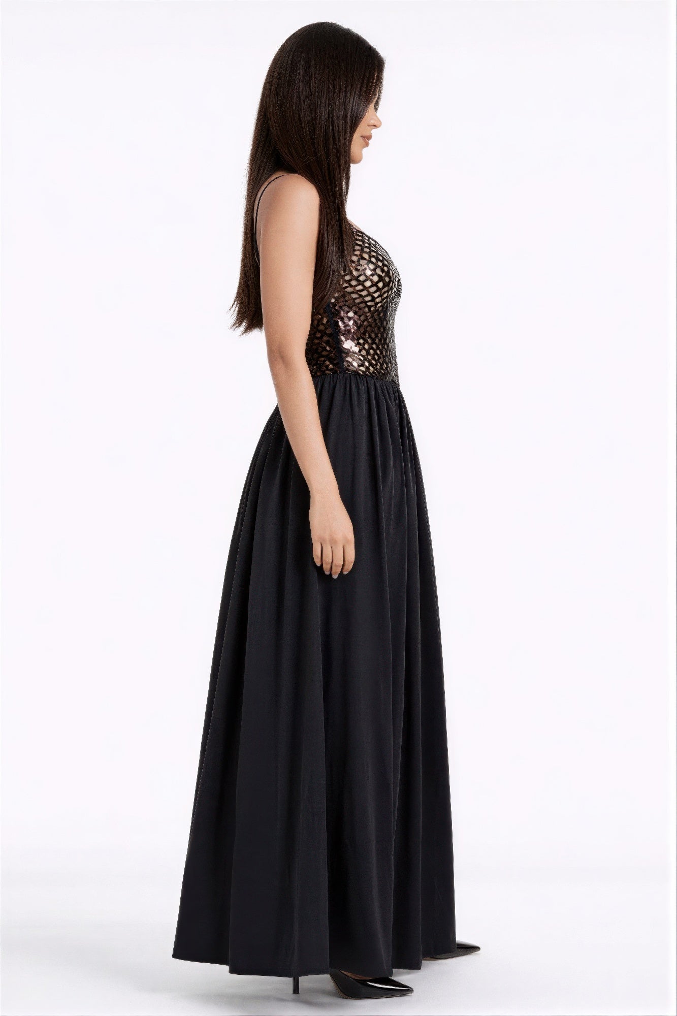 Netted Sequin Maxi Dress - Crowned Energy CO.