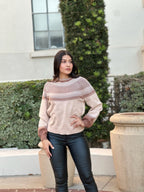 Neutral Color Block Knit Pull Out Sweater - Crowned Energy CO.