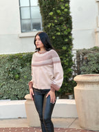 Neutral Color Block Knit Pull Out Sweater - Crowned Energy CO.