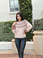 Neutral Color Block Knit Pull Out Sweater - Crowned Energy CO.