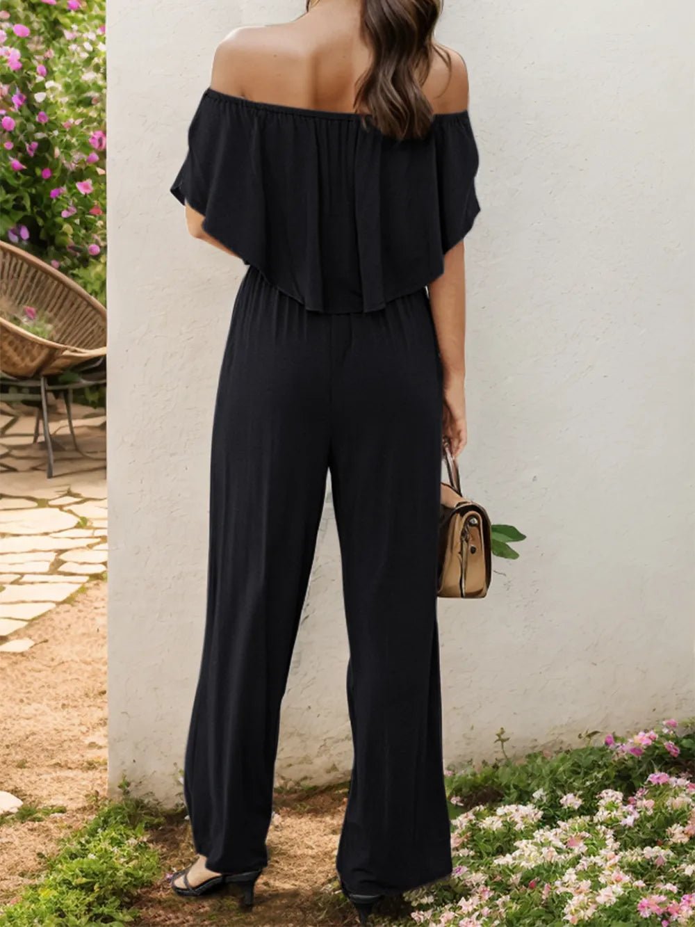 Off - Shoulder Wide Leg Jumpsuit - Crowned Energy CO.
