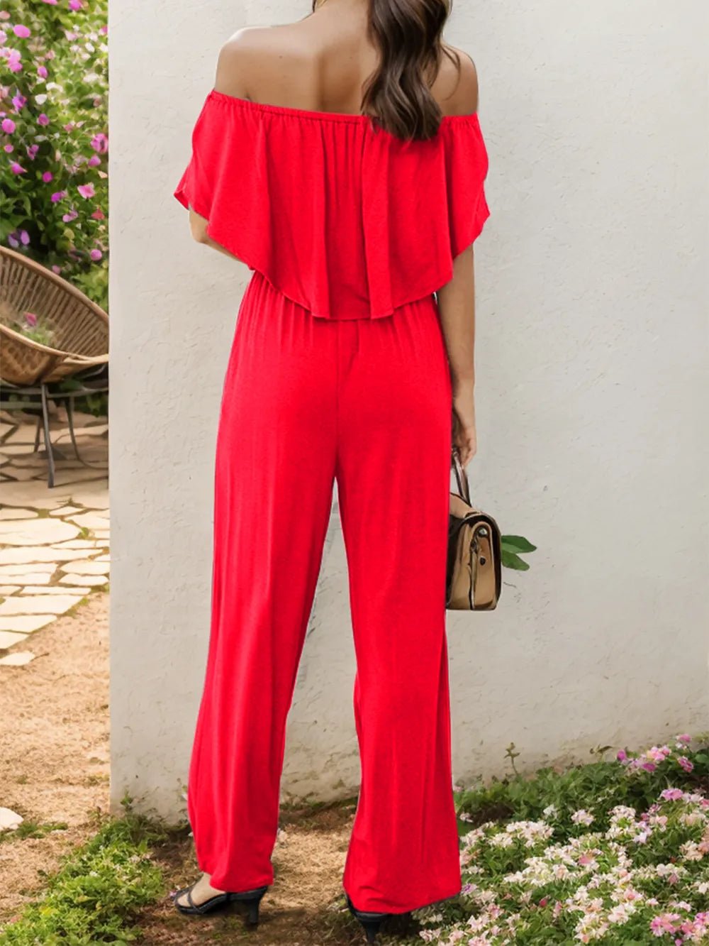 Off - Shoulder Wide Leg Jumpsuit - Crowned Energy CO.