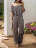 Off - Shoulder Wide Leg Jumpsuit - Crowned Energy CO.