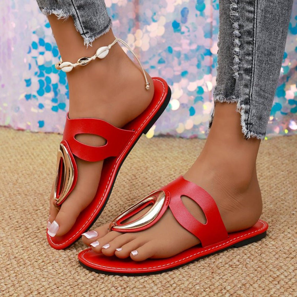 Open Toe Golden Accent Sandals - Crowned Energy CO.