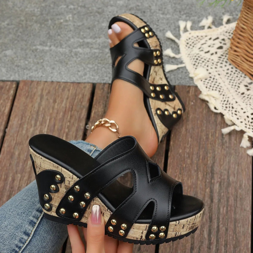 Open Toe Wedge Sandals - Crowned Energy CO.