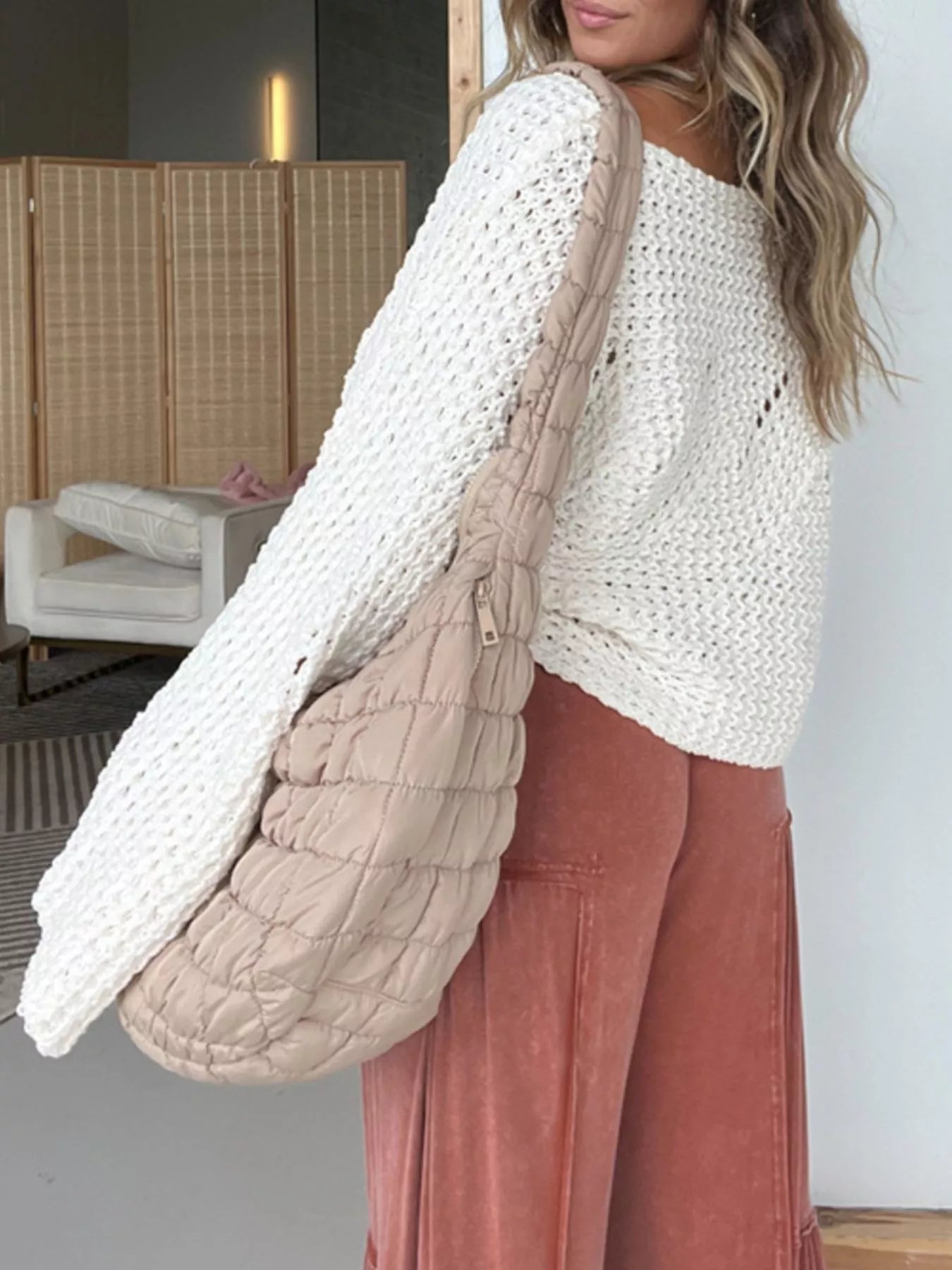 Openwork Batwing Sleeve Sweater - Crowned Energy CO.