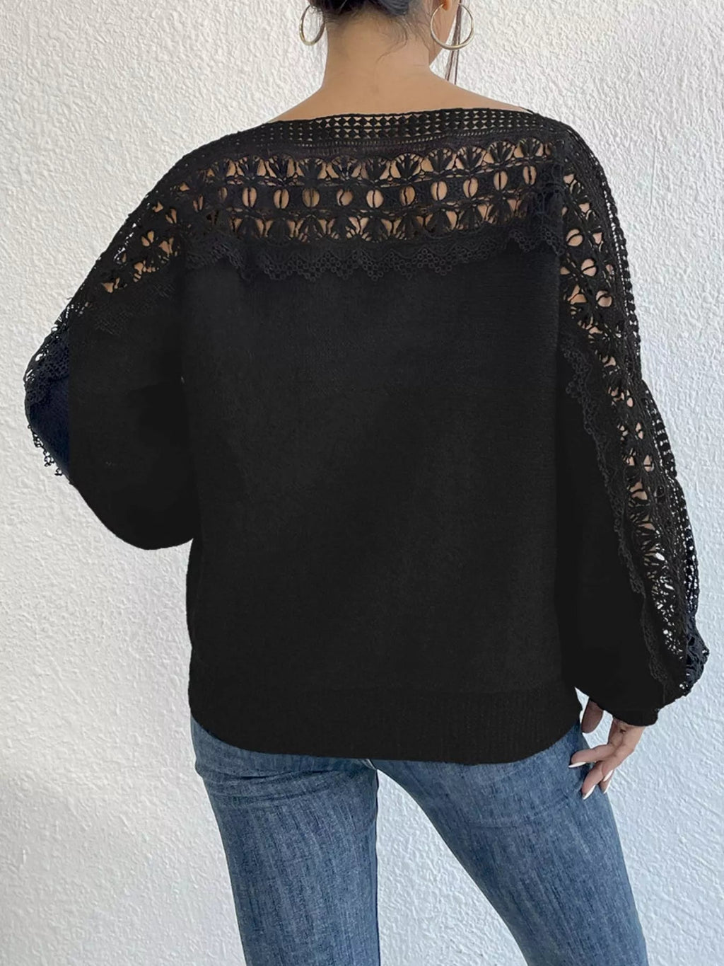 Openwork Long Sleeve Sweater - Crowned Energy CO.
