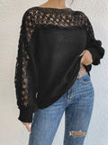 Openwork Long Sleeve Sweater - Crowned Energy CO.