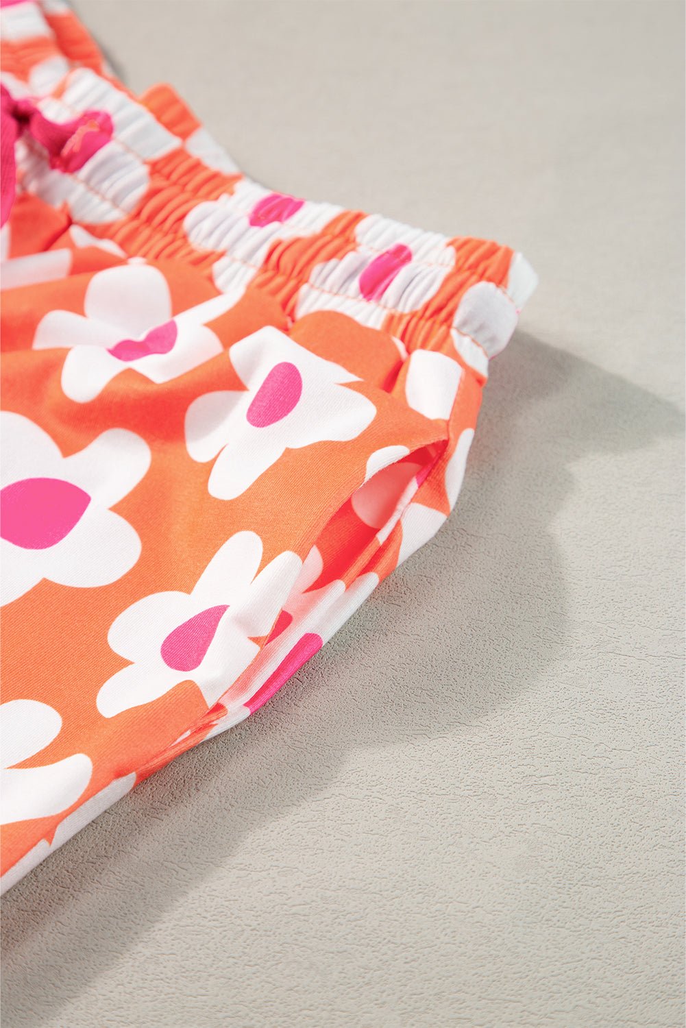 Orange Flower Print Short Sleeve Shirt Pajamas Set - Goddess Vibes