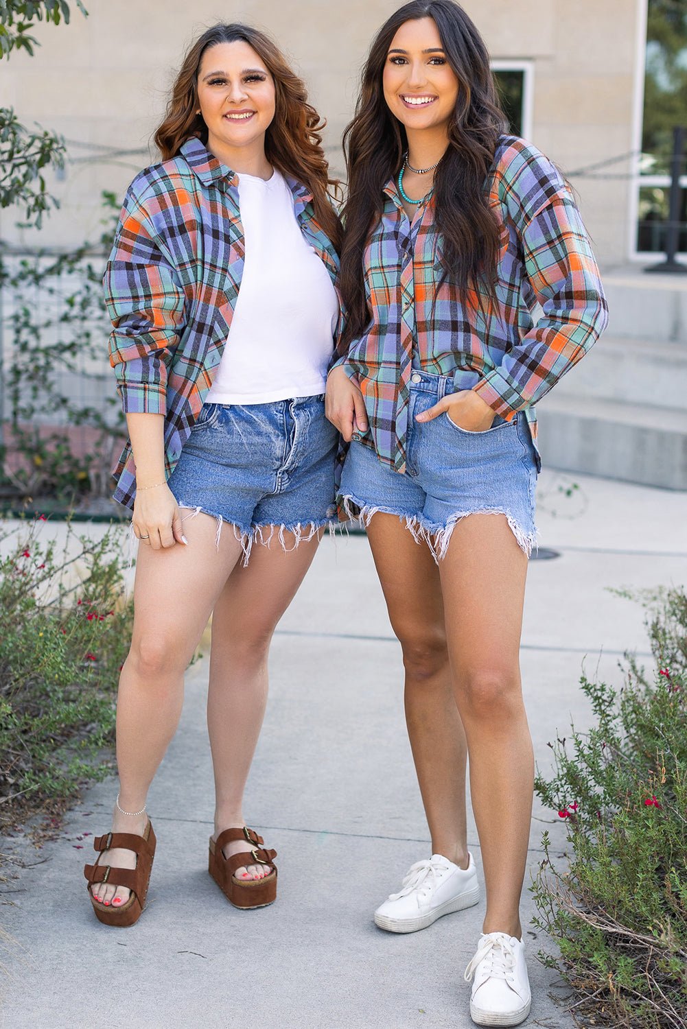 Crowned Energy CO. Orange / S / 100%Cotton Dear-Lover Dropshipping Tops/Blouses & Shirts Orange Plaid Print Loose Vintage Shirt