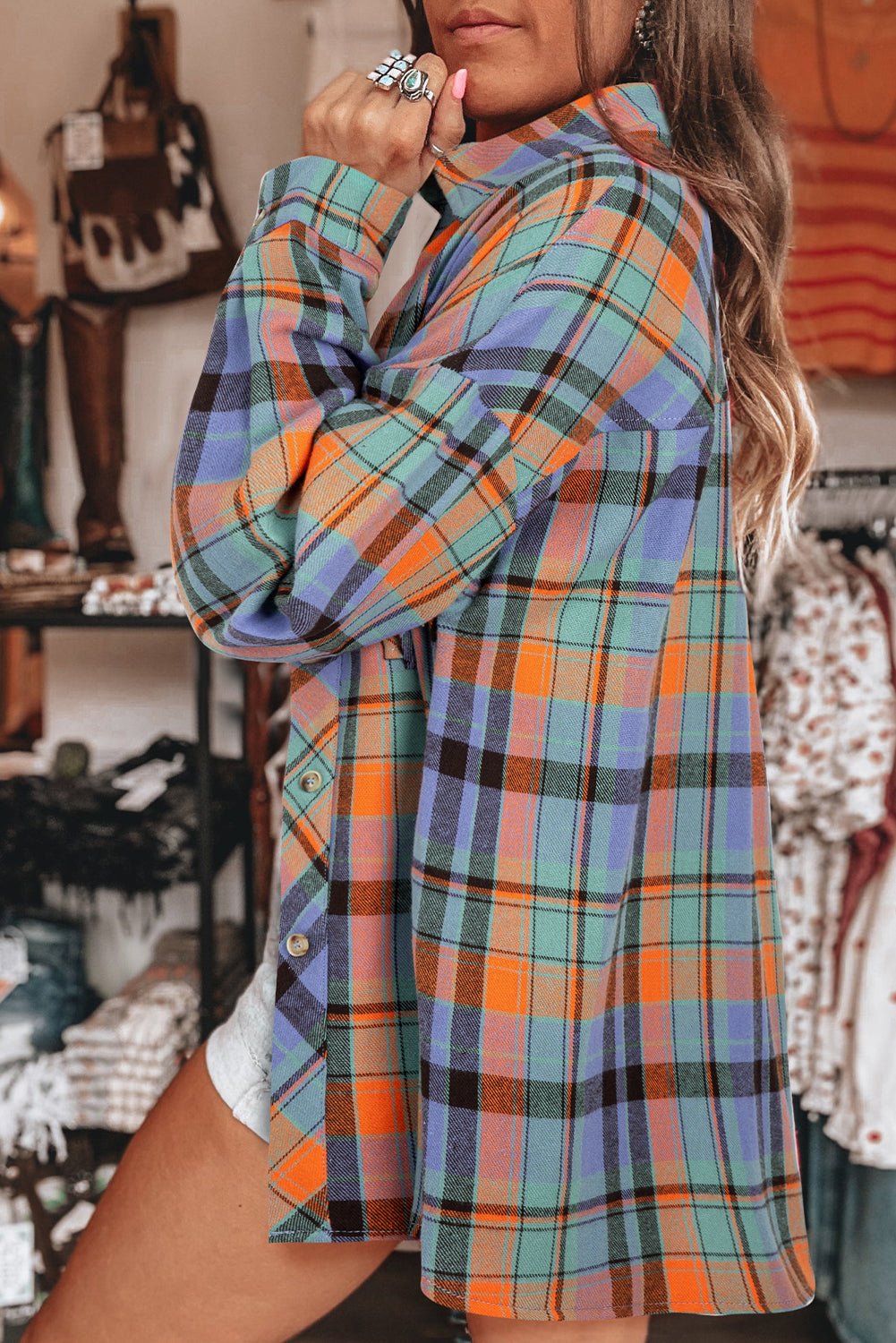 Crowned Energy CO. Orange / S / 100%Cotton Dear-Lover Dropshipping Tops/Blouses & Shirts Orange Plaid Print Loose Vintage Shirt