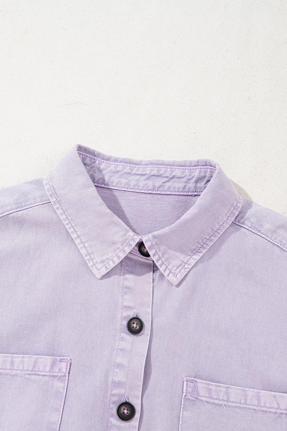 Orchid Petal Short Sleeve Double Chest Pocket Denim Shirt Dress - Goddess Vibes