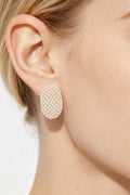 Oval Pearl Rhinestone Stud Earrings - Crowned Energy CO.