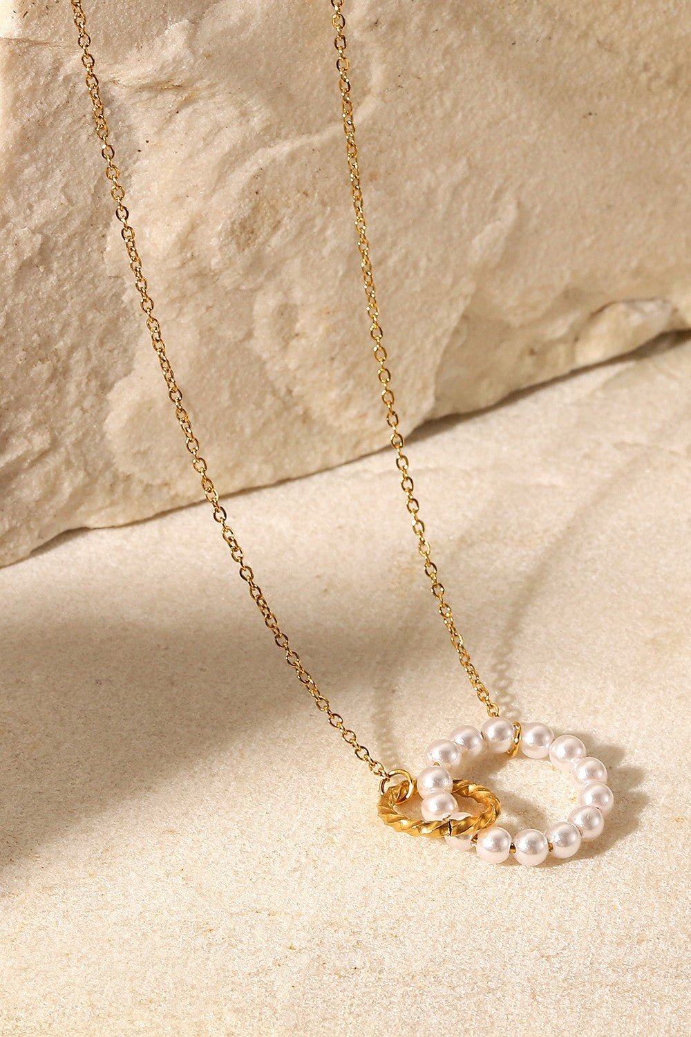 Pearl Hoop Link Pendant Necklace - Crowned Energy CO.