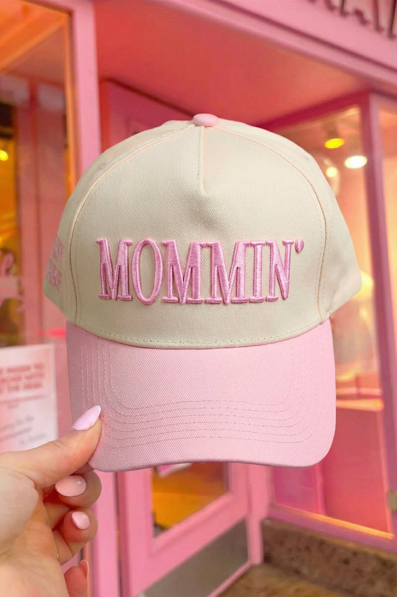 Pink MOMMIN Embroidered Color Block Baseball Cap - Crowned Energy CO.