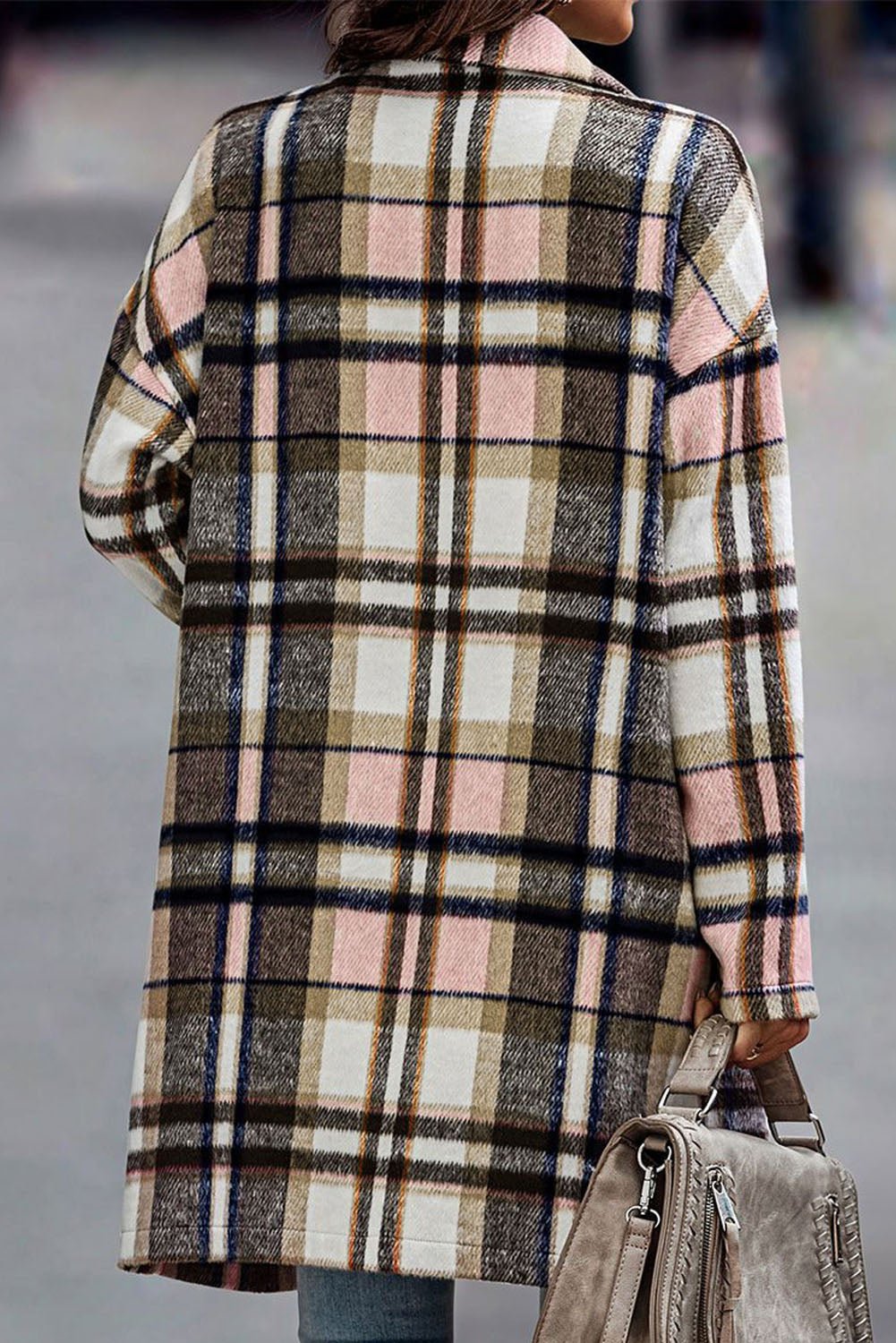 Pink Plaid Button Up Lapel Jacket - Crowned Energy CO.