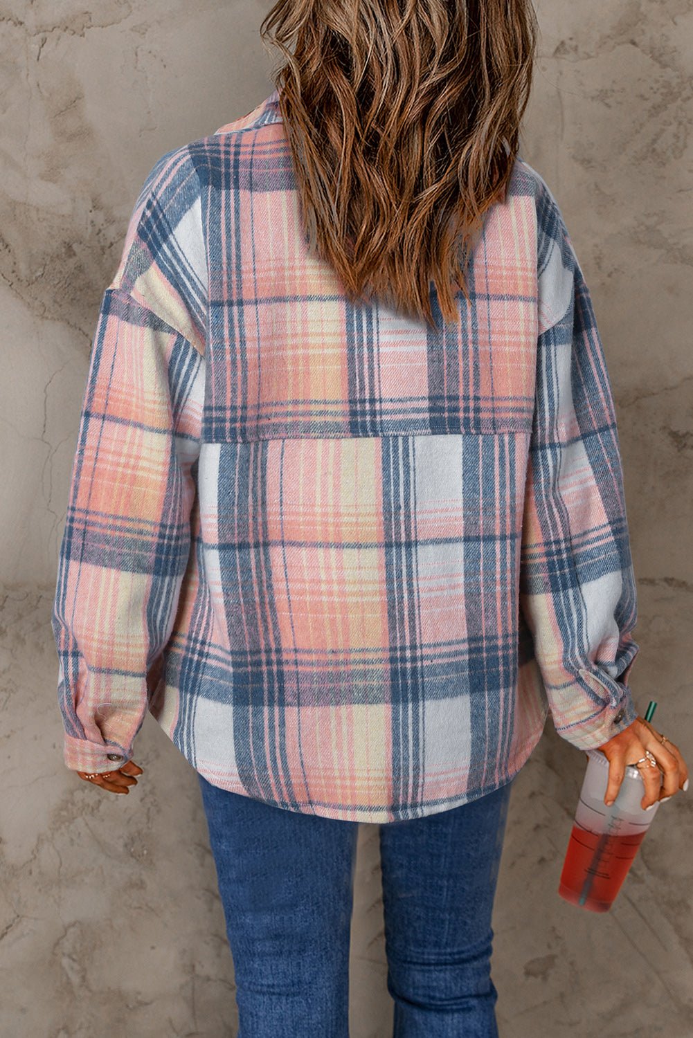 Pink Plaid Flap Pockets Shacket - Goddess Vibes
