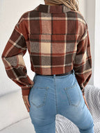 Plaid Button Up Cropped Jacket - Goddess Vibes
