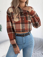 Plaid Button Up Cropped Jacket - Goddess Vibes