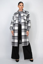 Plaid Buttoned Shacket Coat - Goddess Vibes