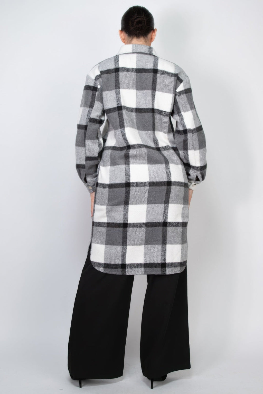 Plaid Buttoned Shacket Coat - Goddess Vibes