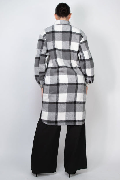 Plaid Buttoned Shacket Coat - Goddess Vibes