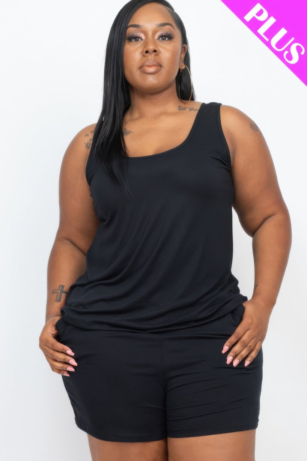 Plus Comfy Tank Top & Shorts Set - Goddess Vibes