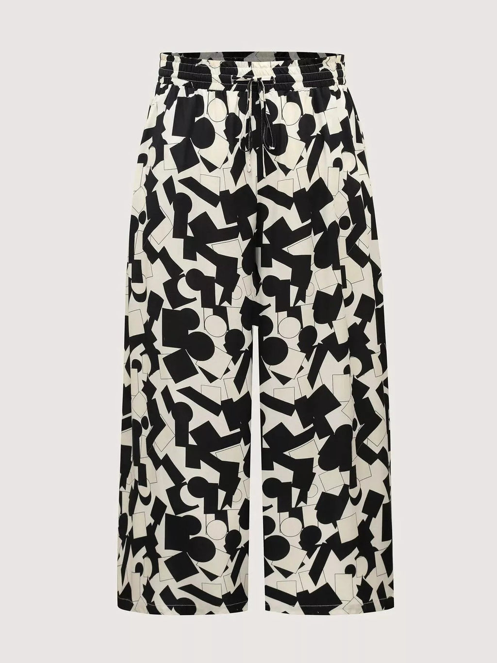 Plus Size Abstract Print Wide Leg Pants - Crowned Energy CO.
