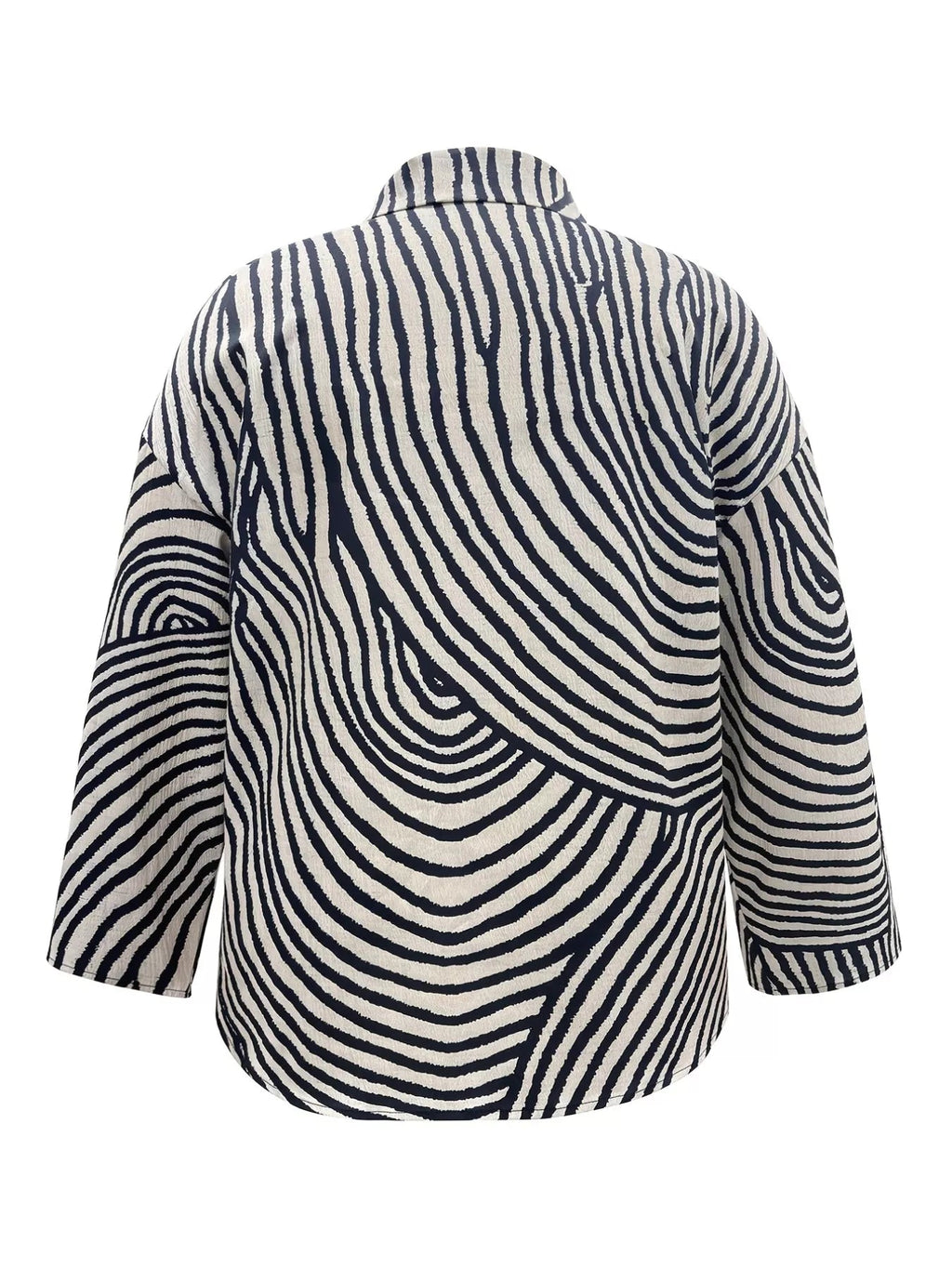 Plus Size Abstract Zebra Print Button - Down Shirt - Crowned Energy CO.